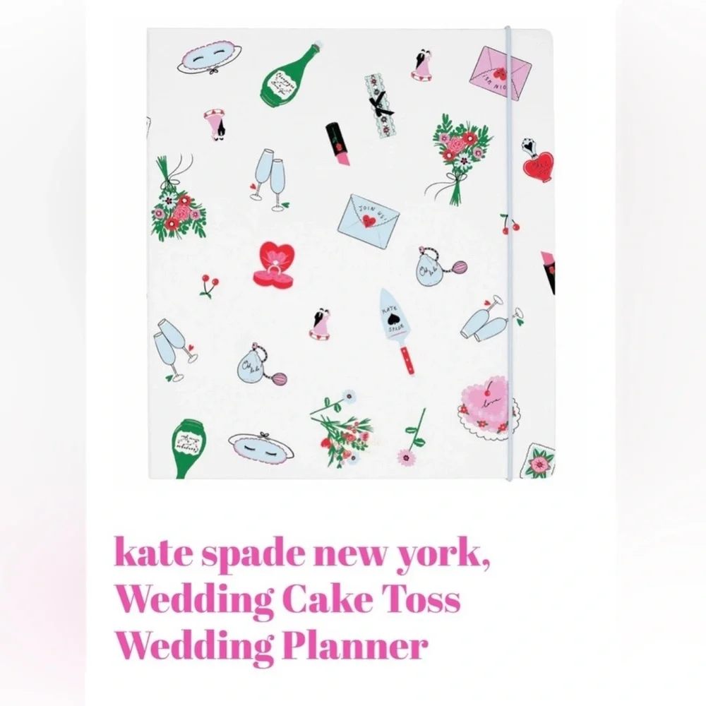 kate spade NIB 'Whimsical Wedding Cake Toss' Bridal Planner Gold Ring Bound